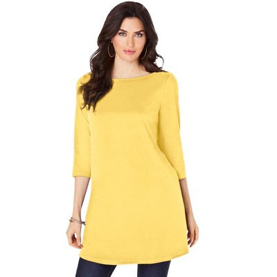 Roaman's Women's Plus Size Boatneck Ultimate Tunic With Side Slits
