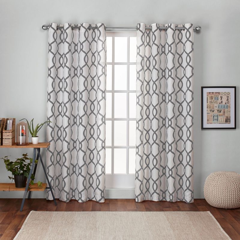 Exclusive Home Kochi Light Filtering Linen Blend Grommet Top Curtain Panel Pair, 1 of 5