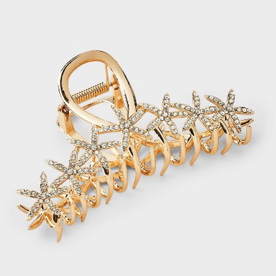 Metal Rhinestone Starfish Claw Hair Clip - Wild Fable™ Gold