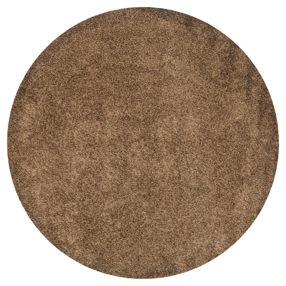 Light Brown Solid Shag/Flokati Tufted Round Area Rug - (7' Round) - Safavieh