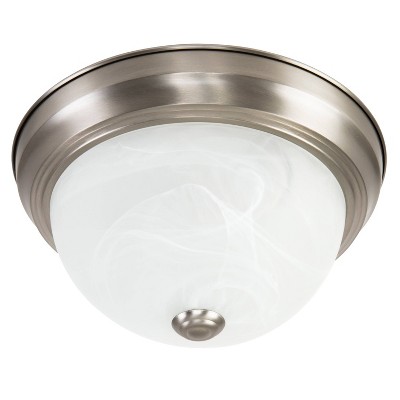 Satin Nickel 13" Flush Mount with Marble Glass Shade