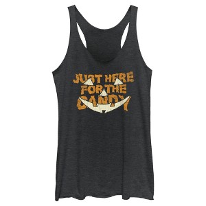Women's Lost Gods Halloween Just Here for the Candy Jack-O'-Lantern Racerback Tank Top - 1 of 4