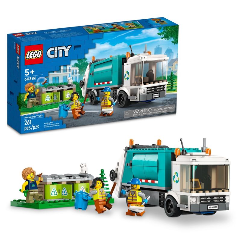 LEGO City Recycling Truck Bin Lorry Toy, Vehicle Set 60386, 1 of 8