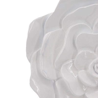White Resin Floral Rose Wall Accents, Set of 2
