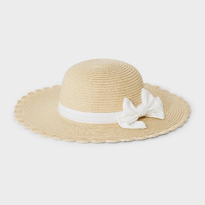 Girls' Scalloped Edge Paper Straw Hat - Cat & Jack™ Off-White