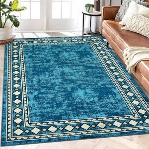coucheta Washable Area Rug for Living Room, Multi-size Modern Bordered Non Slip Stain Resistant Non Shedding Low Pile Carpet, for Bedroom, Dining - 1 of 4