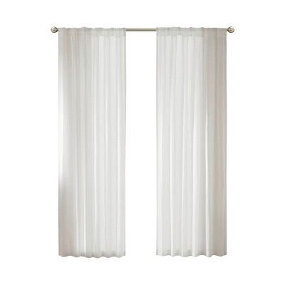 Boersma 2 PCS White Semi-Sheer Linen Curtains – 52x84" Light Filtering Drapes with Rod Pocket and Back Tab for Bedroom, Living Room, or Dining Room