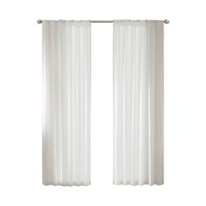 Boersma 2 PCS White Semi-Sheer Linen Curtains – 52x84" Light Filtering Drapes with Rod Pocket and Back Tab for Bedroom, Living Room, or Dining Room - 1 of 4
