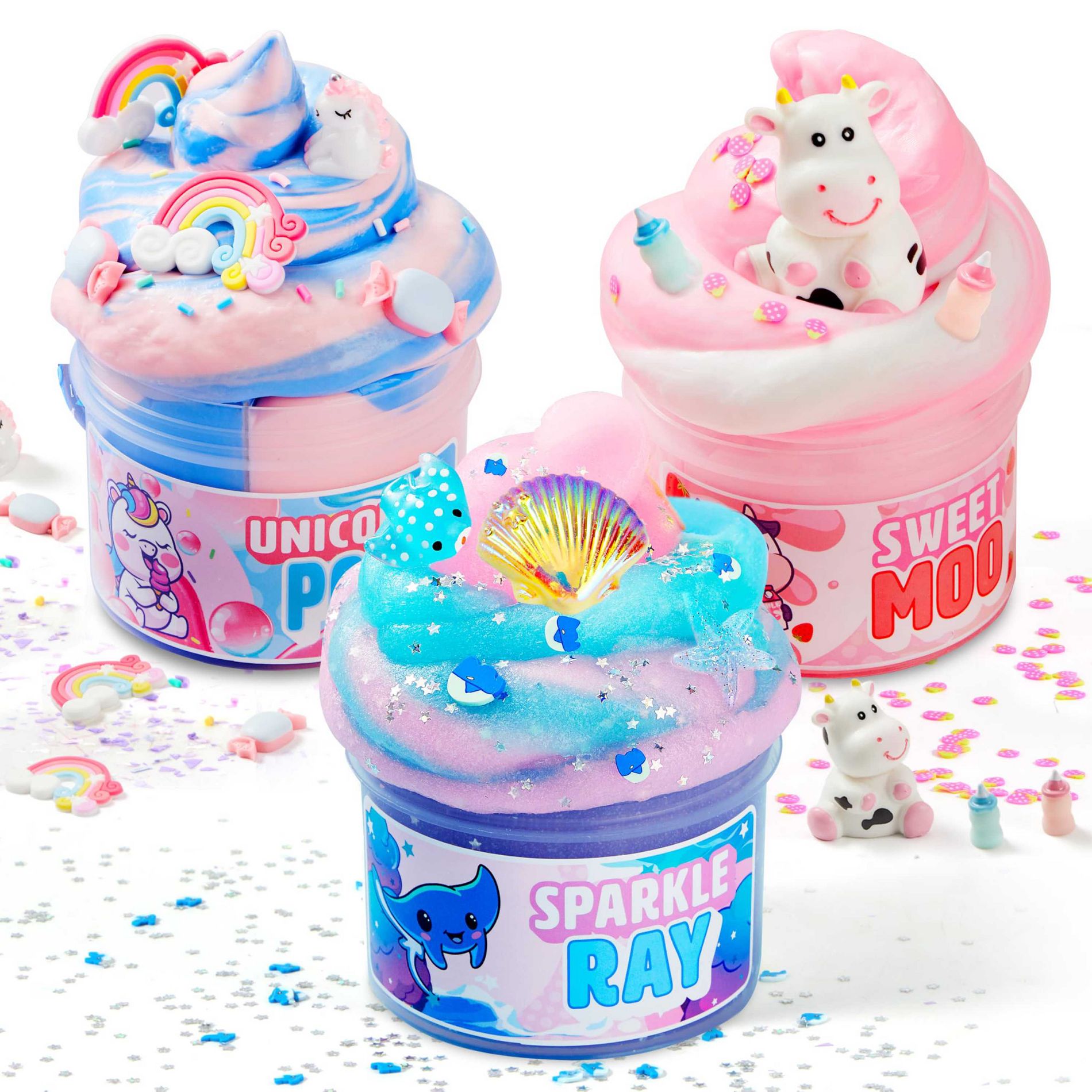 Joyfy Slime 3 Pack Butter Party Favors  Non-Sticky Pre-Made Slime For Kids DIY Stress Relief Sludge Fidget Toy Birthday Gift Educational Putty Toys