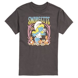 Men's - Smurfs - Smurfette Flowers and Mushrooms Short Sleeve Graphic T-Shirt - 1 of 4