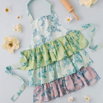 Sweet Floral Multi-Color Cotton Ruffle Cooking Apron