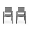 Modern Outdoor Aluminum Dining Arm Chairs with Mesh Seat Set of 2,Lightweight Metal Frame Patio Garden Backyard Dining Armchair-Coolbibila - 3 of 4