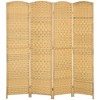HOMCOM Room Divider, 6' Tall Folding Privacy Screen, Hand-Woven Freestanding Wood Partition for Home Office, Bedroom - 4 of 4