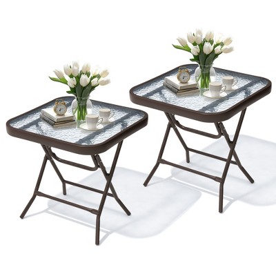 Crestlive Products Outdoor Side Table - Small Patio End Table All Weather for Pool, Balcony, Deck, Porch