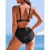 AI'MAGE High Waisted Bikini Set for Women Tummy Control Women's 2 Piece Bathing Suit V Neck Color Block Swimsuit 2025 - 2 of 3