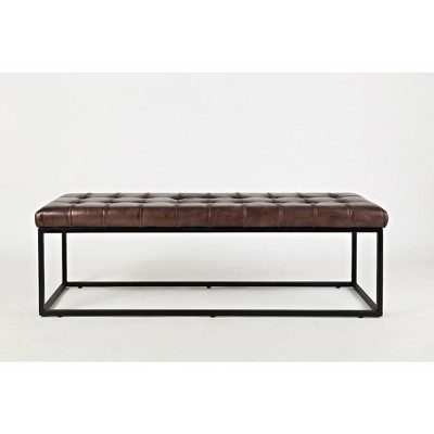 Global Archive 55" Genuine Distressed Leather Ottoman Bench