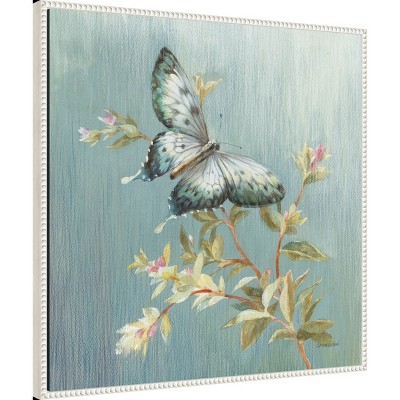 Tranquil Butterfly on Branch Pastel Canvas Wall Art, 30 x 30-in