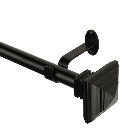 Florence 1 Window Drapery Single Curtain Rod With Stacked Square