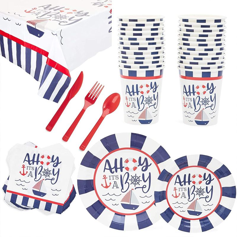 Serves 24 Ahoy It's a Boy Baby Shower Party Supplies Decorations for Boys, 1 of 7