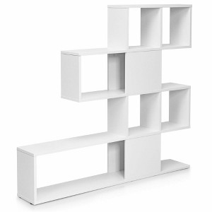 Costway 5-Tier Bookshelf Corner Ladder Bookcase Display Storage Rack White - 1 of 4