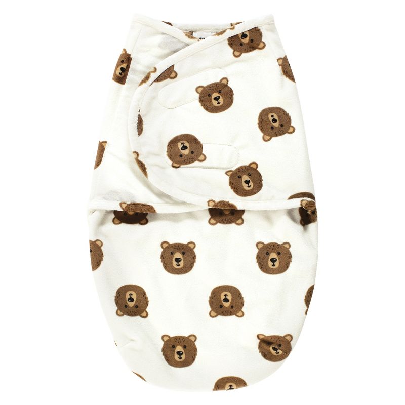 Hudson Baby Infant Boy Plush Faux Fur Swaddle Wrap, Brown Bear, 0-3 Months, 1 of 3