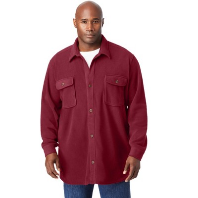 KingSize Men's Big & Tall Microfleece Shirtjacket - L, Rich Burgundy