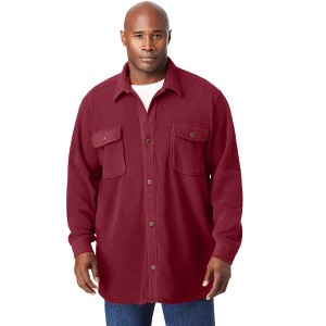 KingSize Men's Big & Tall Microfleece Shirtjacket - L, Rich Burgundy - 1 of 4