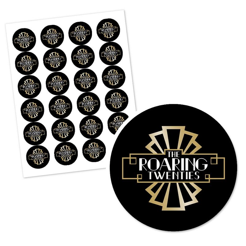 Big Dot of Happiness Roaring 20's - 1920s Art Deco Jazz Party Circle Sticker Labels - 24 Count, 2 of 5