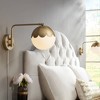 360 Lighting Kelowna Modern Swing Arm Wall Lamps Set of 2 Brass Metal Plug-in Light Fixture Globe Glass Shade for Bedroom Bedside Living Room Reading - 2 of 4