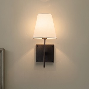 ALOADECOR Classic Bronze 13'' Tall 1-Light Fabric Shade Wall Sconces Mondern White Linen Shade Sconce For Bathroom Mirror Hallway - 1 of 4