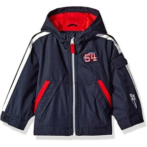 LONDON FOG Infant/Toddler Boys' Stripe Sleeve Rain Jacket, Navy/Red, 24 Months - 1 of 3