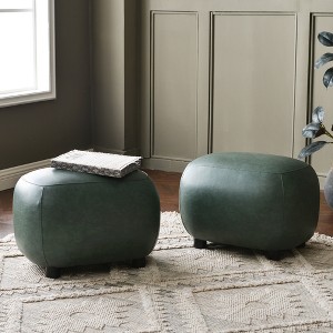 KINWELL 23" Wide Modern Faux Leather Upholstered Ottoman Footrest, PU Entryway Footstool, Set of 2 - 1 of 4