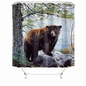 Bear Shower Curtains for Bathroom Waterproof Fabric Bath Curtain Durable Soft Stylish Bathroom Decor 72x72 Inch - 1 of 1