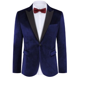Clearlove Men's Velvet Blazer One Button Slim Fit Suit Jacket for Men Prom Wedding Dinner Party - 1 of 4