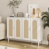 Rattan Cabinet with 4 Doors, Boho Wooden Sideboard for Entryway, Hallway, Dining Room, Living Room - 2 of 4