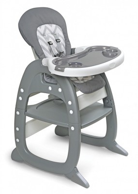 Image of Badger Basket Envee II Baby High Chair with Playtable Conversion - Gray/Chevron