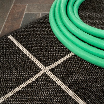 Mid-Century Modern Geometric Black and Cream 4' x 6' Indoor/Outdoor Rug