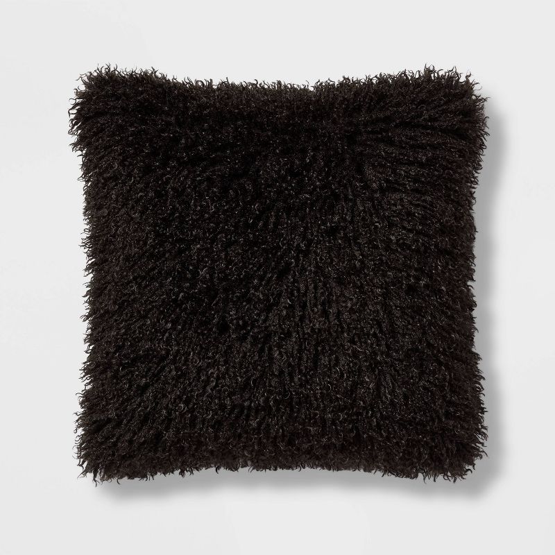 Euro Faux Mongolian Fur Decorative Throw Pillow - Threshold™, 1 of 6