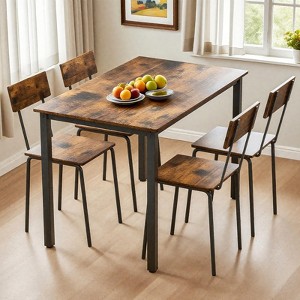 Okak 5-Piece Industrial Style Counter Height Dining Table Set & Chairs for Kitchen,Dining Room,Metal & Wood Dinette Set for Breakfast - 1 of 4