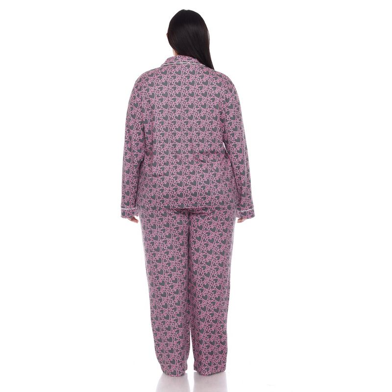 Plus Size Long Sleeve Heart Print Pajama Set - White Mark, 4 of 6