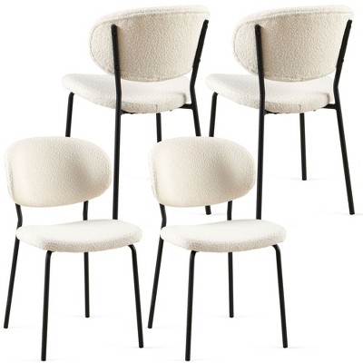 NicBex 4pc Dining Chair Modern Upholstered Curved Backrest & Metal Legs Side Chair Dining Room Kitchen Furniture