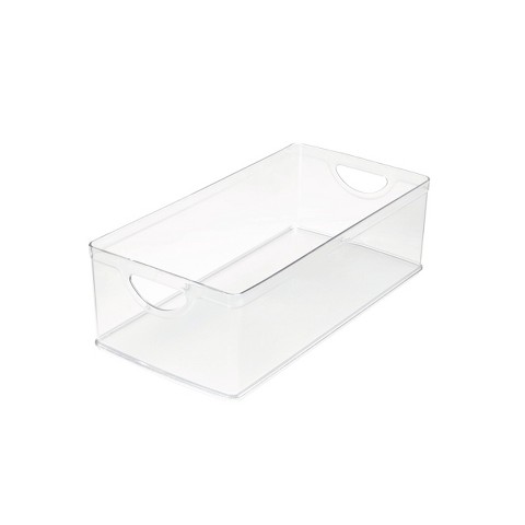 iDESIGN Recycled Plastic Cabinet and Pantry Storage Bin with Integrated Handle Clear Bin: Kitchen Organizer, 16"x8"x5"