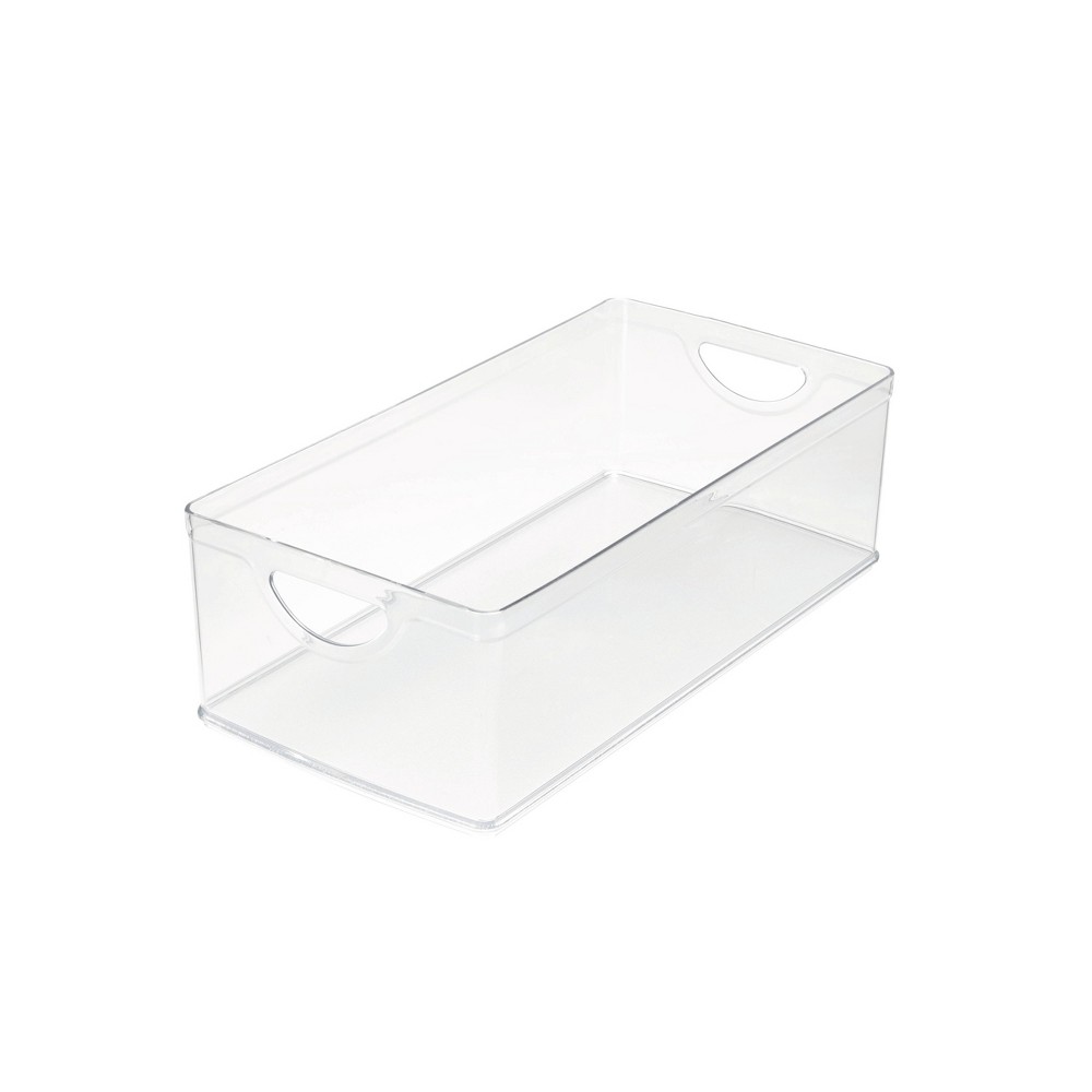 iDESIGN Recycled Plastic Cabinet and Pantry Storage Bin with Integrated Handle Clear Bin: Kitchen Organizer, 16"x8"x5"