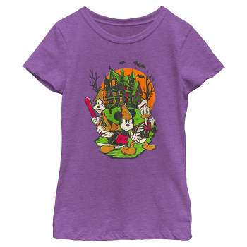 Girl's Mickey & Friends Halloween Haunted House Crew T-Shirt