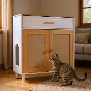 Whisen Multi-Use Rolling Side Table & Cat Litter Box & Cat Bed House with Flip-Up Door and Large Storage - 1 of 4