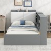 1Pc Storage Platform Bed, Solid Wood Frame with Upholstered Headboard & 2 Drawers for Bedroom - Baofuwish - 3 of 4