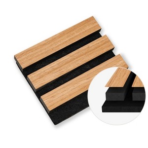 SMARTSTANDARD 5.91 in. x 4.72 in. x 0.9 in. Slat Wood Acoustic Sound Absorbing 3D Decorative Wall Paneling,1-Pack, Sample Only - 1 of 1