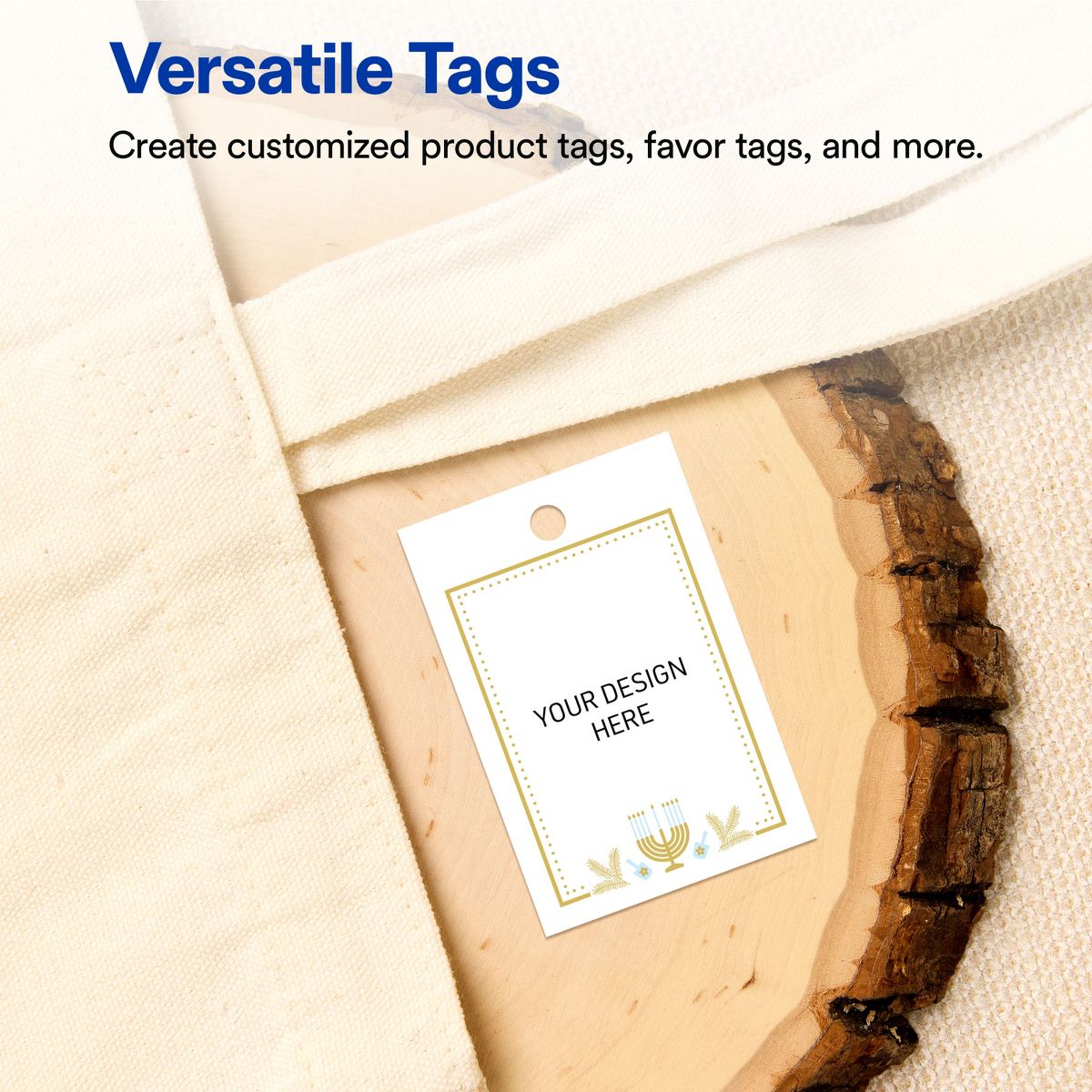 Avery® Tags, 2" x 3", Matte, Gold Menorah Frame, 160 - thumbnail 4