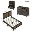 VYNXARIA Black Farmhouse Queen Size 4-Piece Bedroom Set with Platform Bed, Nightstands, and Dresser - 3 of 4