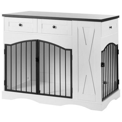 Bencmate Pet Crates and Houses Farmhouse Dog Crate Furniture with 3 Drawers for Living Room Bedroom, Multicolored, 43.3"*23.6"*35"